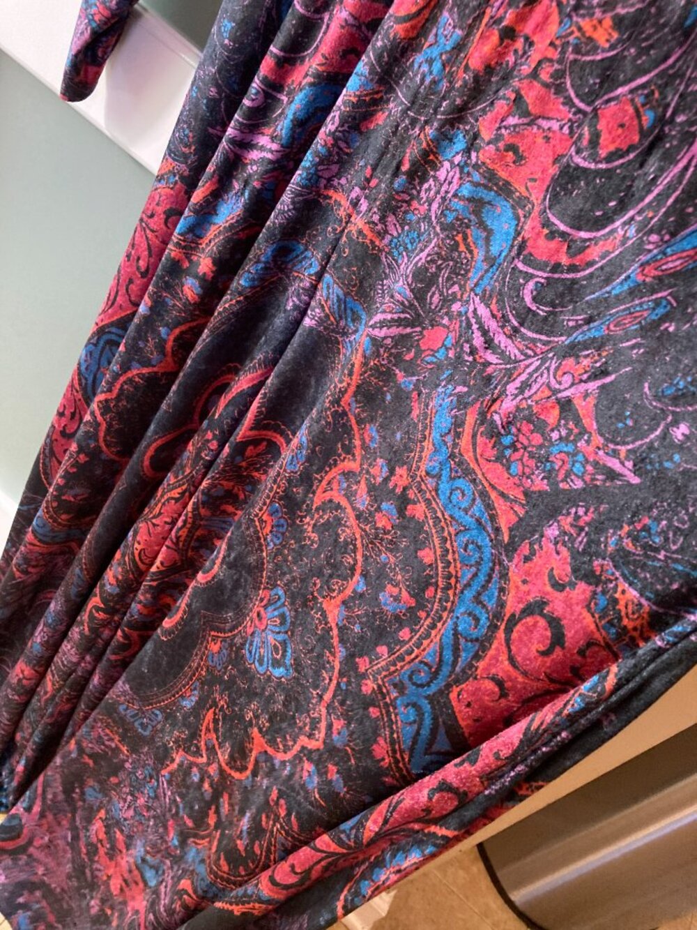 Free People Giselle Velvet Jumpsuit Paisley Wide Leg Plunging V-Neck - Large - Picture 7 of 16